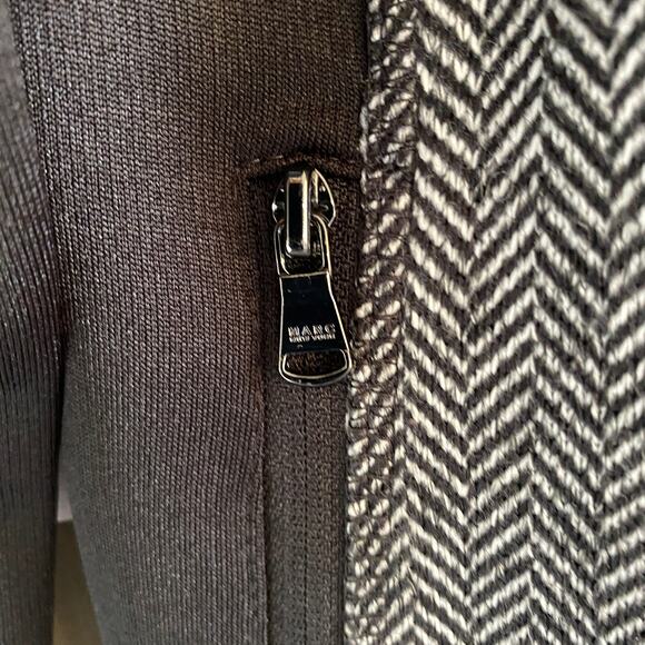 ANDREW MARC NY XL Herringbone Zip Jacket Blazer Contrast Stretch Side Panels - Picture 6 of 11